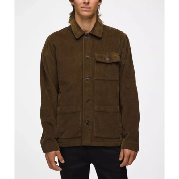 prAna Ridgecrest Chore Coat Rich Earth Organic Cotton Corduroy Flannel XL -Flaw - Picture 1 of 10